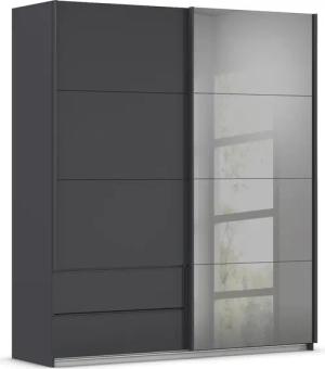 rauch Schwebetürenschrank "Kleiderschrank Schrank Garderobe ELARA Glastür/Grauspiegel", praktische Schubladen optional farblich abgesetzt MADE IN GERMANY