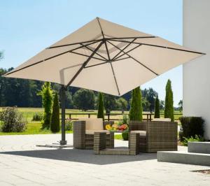Schneider Schirme Ampelschirm "Rhodos Grande", natur, rechteckig, ohne Wegeplatten