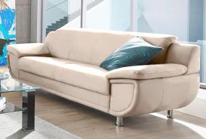 TRENDMANUFAKTUR 3-Sitzer "Rondo, Breite 207 cm, breite Armlehnen, Füße chromfarben", Big-Sofa wahlweise mit Federkern, in verschiedenen Bezügen bestellbar