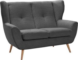 exxpo - sofa fashion 2-Sitzer "ALVESTA, Loungesofa, Küchensofa, hoher Sitzkomfort, Ohrenbackensofa", gemütliche Rückenlehne, mit Knopfheftung und hohen Holzfüßen, in Cord