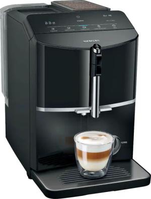 SIEMENS Kaffeevollautomat "EQ300 TF301E19, viele Kaffeespezialitäten, OneTouch-Funktion", Milchaufschäumer, Keramikmahlwerk, klavierlack schwarz