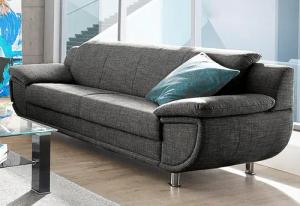 TRENDMANUFAKTUR 3-Sitzer "Rondo, Breite 207 cm, breite Armlehnen, Füße chromfarben", Big-Sofa wahlweise mit Federkern, in verschiedenen Bezügen bestellbar