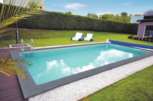 KWAD Schwimmbecken "STYROPORSTEIN POOL ALL INCLUSIVE, BxLxH: 400x800x150 cm", (Set), mit Edelstahlleiter, inkl. Beckenrandsteine & Poolbeleuchtung