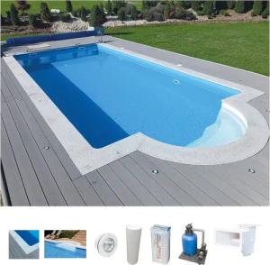 KWAD Schwimmbecken "STYROPORSTEIN POOL ALL INCLUSIVE, BxLxH: 300x600x150 cm", (Set), mit Römertreppe, inkl. Beckenrandsteine & Poolbeleuchtung