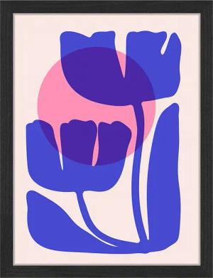 Liv Corday Wandbild BLAUE BLUMENILLUSTRATION mit Rahmen