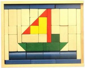 Erzgebirgische Holzspielwaren Ebert GmbH Holzspielzeug Baukasten Schiff BxHxT 28,5x22,5x4,5cm NEU Holzbaukasten