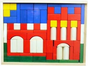 Erzgebirgische Holzspielwaren Ebert GmbH Holzspielzeug Baukasten Burg rot BxHxT 37,5x28,5x4,5cm NEU Holzbaukasten