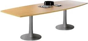 Quadrifoglio Konferenztisch Idea+ buche Tonnenform, Säulenfuß silber, 280,0 x 80,0 - 110,0 x 74,0 cm