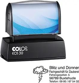 COLOP Textstempel, individualisierbar EOS 30 selbstfärbend blau, schwarz, rot mit Logo