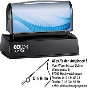 COLOP Textstempel, individualisierbar EOS 50 selbstfärbend blau, schwarz, rot mit Logo