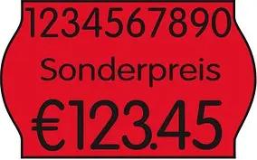 PrinterLabels AS Preisetiketten leuchtrot permanent 26,0 x 16,0 mm, 12 Rollen