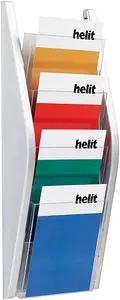 helit Wandprospekthalter the arc silber DIN A5 4 Fächer