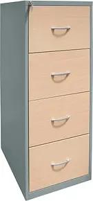 Gürkan Hängeregistraturschrank silber, ahorn 4 Schubladen 40,0 x 62,0 x 132,0 cm