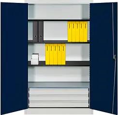 mauser Stahlschrank entero BFZ5 - 12 7035/5003 lichtgrau, saphirblau 120,0 x 50,0 x 195,0 cm, aufgebaut