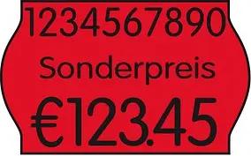 METO Preisetiketten leuchtrot permanent 26,0 x 16,0 mm, 18 Rollen