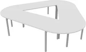 Quadrifoglio Konferenztisch Idea+ weiß Trapezform, Vierkantrohr alu, 320,0 x 298,0 x 74,0 cm