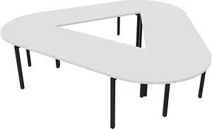 Quadrifoglio Konferenztisch Idea+ weiß Trapezform, Vierkantrohr grau, 320,0 x 298,0 x 74,0 cm