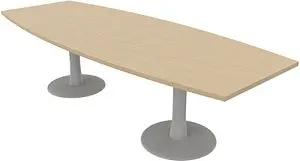 Quadrifoglio Konferenztisch Idea+ eiche Tonnenform, Säulenfuß silber, 280,0 x 80,0 - 110,0 x 74,0 cm