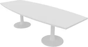 Quadrifoglio Konferenztisch Idea+ weiß Tonnenform, Säulenfuß weiß, 280,0 x 80,0 - 110,0 x 74,0 cm