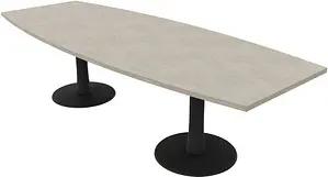 Quadrifoglio Konferenztisch Idea+ beton Tonnenform, Säulenfuß grau, 280,0 x 80,0 - 110,0 x 74,0 cm