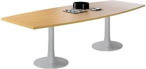 Quadrifoglio Konferenztisch Idea+ buche Tonnenform, Säulenfuß weiß, 280,0 x 80,0 - 110,0 x 74,0 cm