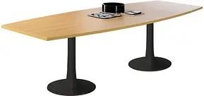 Quadrifoglio Konferenztisch Idea+ buche Tonnenform, Säulenfuß grau, 280,0 x 80,0 - 110,0 x 74,0 cm