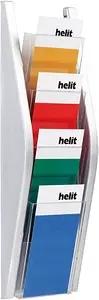 helit Wandprospekthalter the arc silber 1/3 DIN A4 4 Fächer