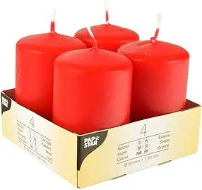4 STARPAK Stumpenkerzen rot