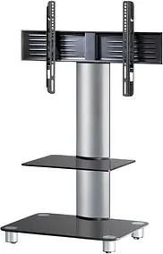 VCM my media TV-Ständer mit Rollen Tosal mit Zwischenboden silber, schwarzglas