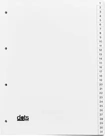 dots Ordnerregister Vollformat 1-31 weiß 31-teilig, 5 Satz