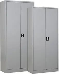 2 Gürkan Stahlschränke 109079 lichtgrau 92,0/80,0 x 42,0/38,0 x 195,0/180,0 cm, aufgebaut