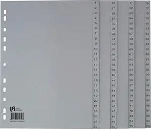 OXFORD Ordnerregister Vollformat 1-100 grau 100-teilig, 1 Set