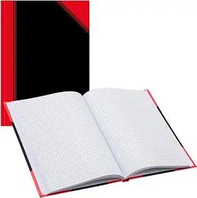 Bantex Notizbuch Chinakladde DIN A7 kariert, schwarz/rot Hardcover 192 Seiten
