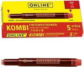 ONLINE® 17307/12 Tintenpatronen für Füller rot 5 St.