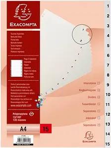Exacompta Ordnerregister Vollformat 1-15 grau 15-teilig, 1 Satz