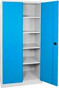 ADB Stahlschrank 40955 lichtgrau, lichtblau 92,0 x 42,0 x 195,0 cm, aufgebaut