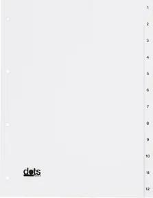 dots Ordnerregister Vollformat 1-12 weiß 12-teilig, 5 Satz