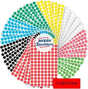 AVERY Zweckform Klebepunkte 59994 farbsortiert Ø 8,0 mm, 3.328 St.