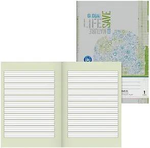 BRUNNEN Schulheft Recycling Lineatur 1 liniert DIN A5 ohne Rand, 16 Blatt