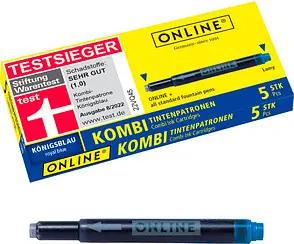 ONLINE® 17202 Tintenpatronen für Füller königsblau 5 St.