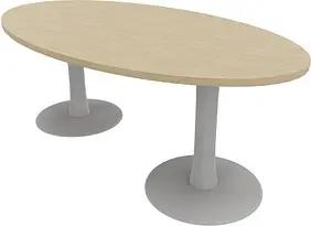 Quadrifoglio Konferenztisch Idea+ eiche oval, Säulenfuß alu, 200,0 x 110,0 x 74,0 cm