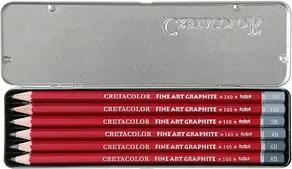 Brevillier's CRETACOLOR CLEOS-Fine Graphitstifte HB, 2H, 2B, 4B, 6B, 8B rot, 6 St.