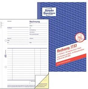 AVERY Zweckform Rechnung für Kleinunternehmer (ohne MwSt.-Ausweis) Formularbuch 1733