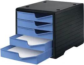 styro Schubladenbox styroswingbox  cornflower 275-8430.621, DIN A4 mit 5 Schubladen