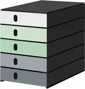 styro Schubladenbox styroval pro Emotions Frühling  grün, grau 14-8000.FR, DIN C4 mit 5 Schubladen