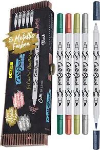 ONLINE® Calli.Brush Double Metallic Brush-Pens farbsortiert, 5 St.