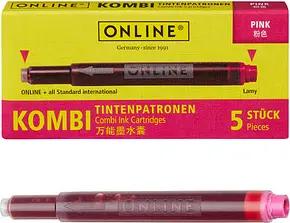 ONLINE® 17175/12 Tintenpatronen für Füller pink 5 St.