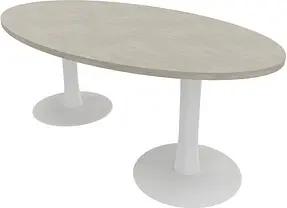 Quadrifoglio Konferenztisch Idea+ beton oval, Säulenfuß weiß, 200,0 x 110,0 x 74,0 cm