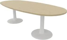 Quadrifoglio Konferenztisch Idea+ eiche oval, Säulenfuß weiß, 240,0 x 110,0 x 74,0 cm