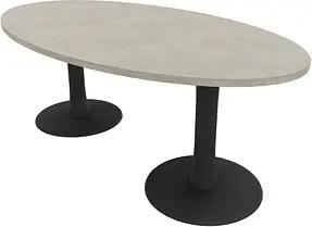 Quadrifoglio Konferenztisch Idea+ beton oval, Säulenfuß grau, 200,0 x 110,0 x 74,0 cm
